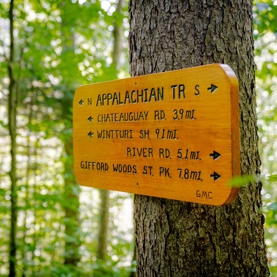 Appalachian trail sign on a tree