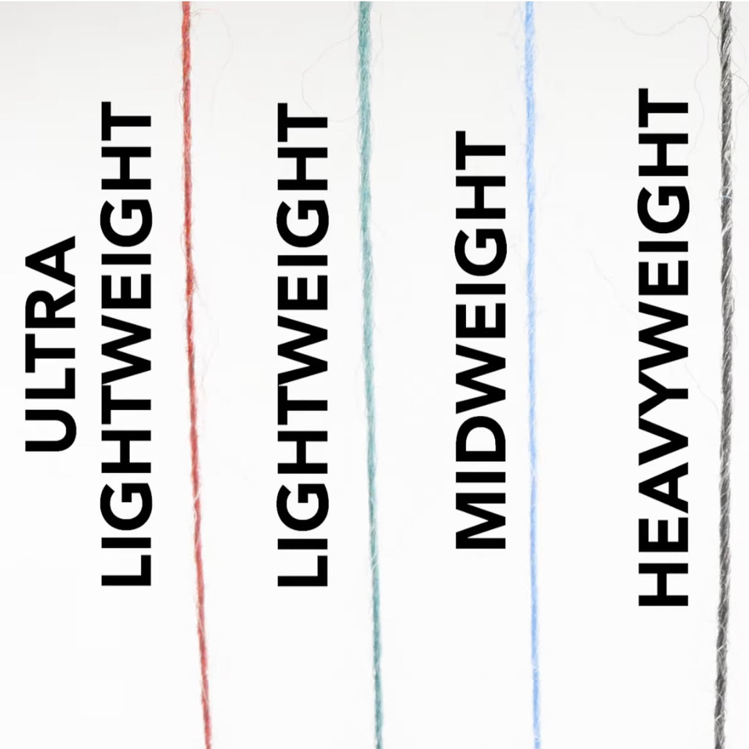 Ultralight, lightweight, midweight, & heavyweight Merino Wool strands
