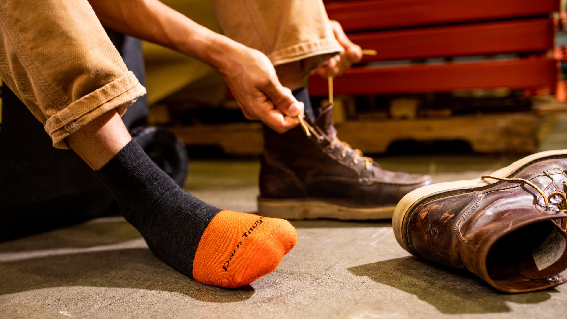 Close up on model featuring Men's Quarter Steely Work sock