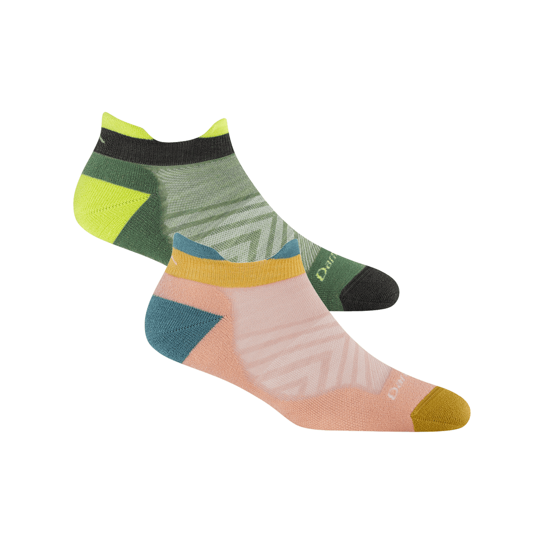 Bundle image of two 1047 No show run socks in Mint and dusty rose