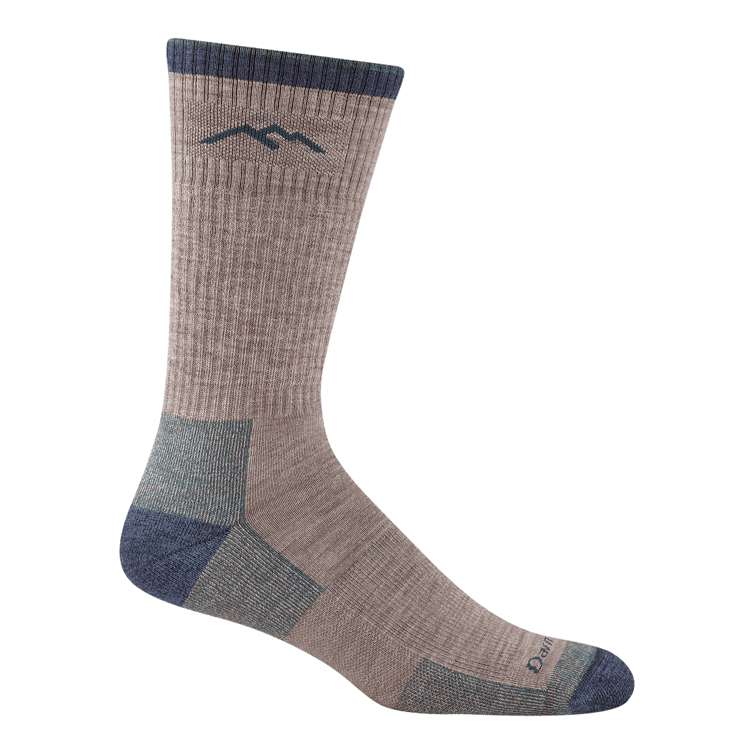 1403 men's hiking boot sock in color rye with denim toe/heel accents and  darn tough signature on forefoot