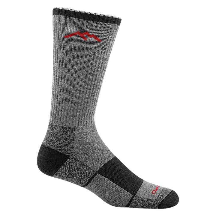 1933 men's coolmax boot hiking sock in color gray with black toe/heel accents and black color block on forefoot