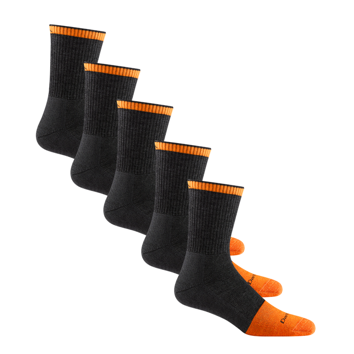 5 pack bundle shot of 2007 Men's Steely Micro Crew Work sock in Graphite
