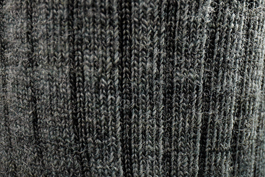 A closeup look at the knit of a Merino Wool sock