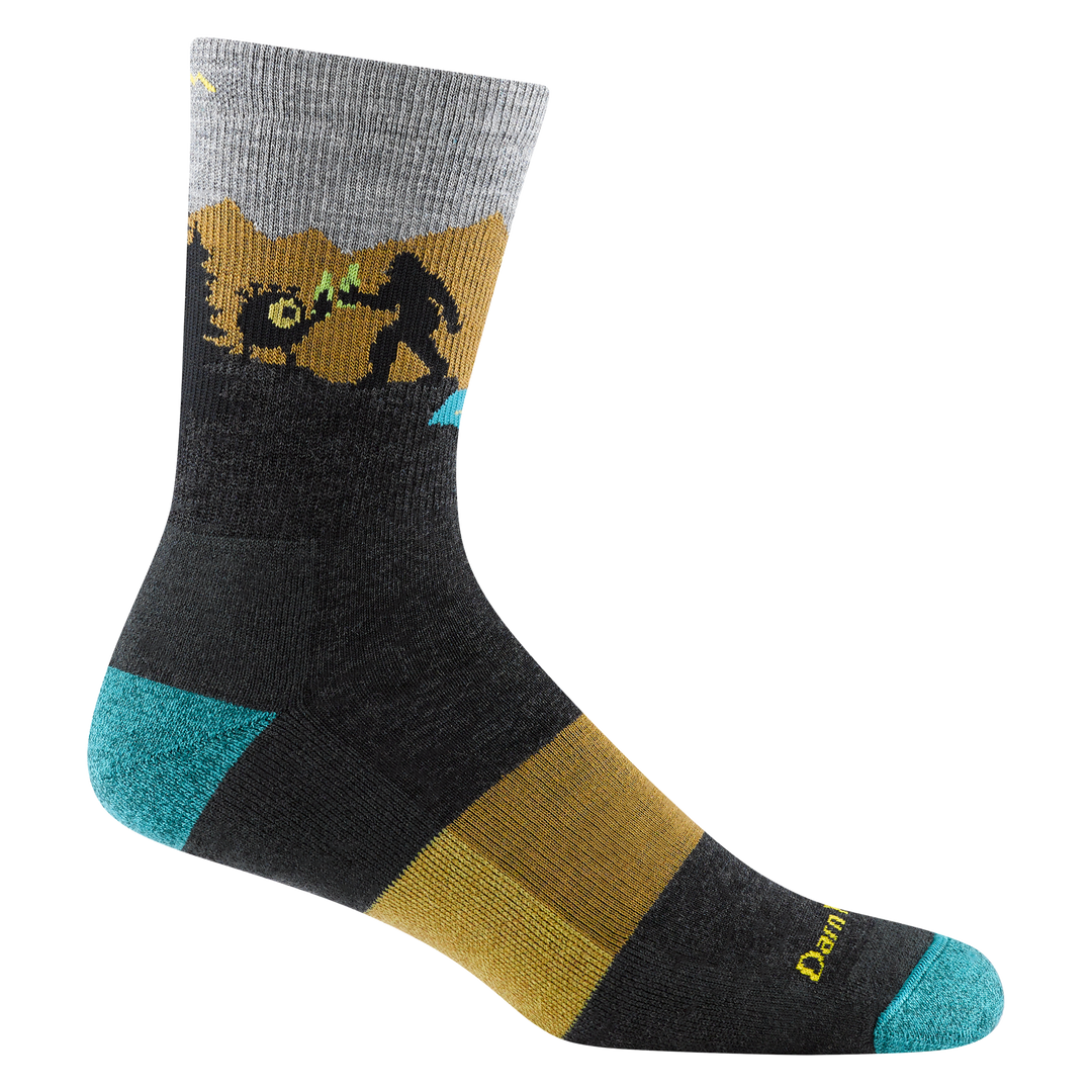Reverse 5014 Close encounter Micro crew midweight hiker in charcoal featuring big foot and alien eyeball