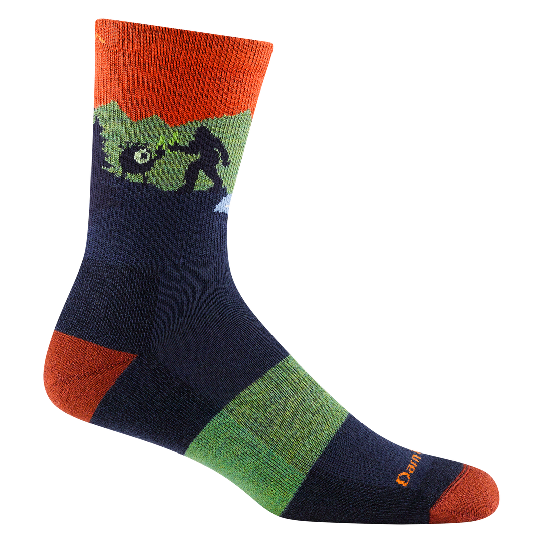 Reverse 5014 Close encounter Micro crew midweight hiker in Eclipse featuring big foot and alien eyeball