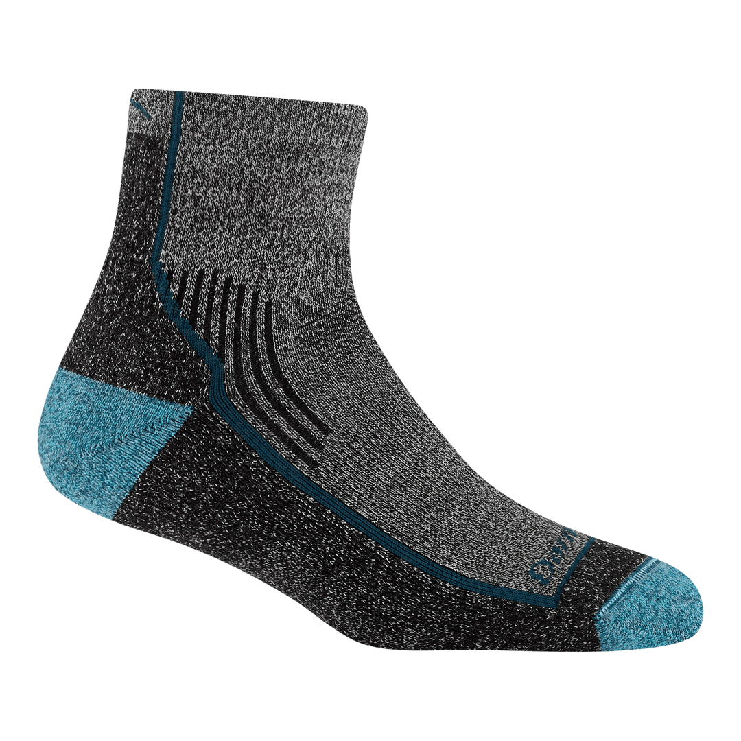 5258 quarter hiker in granite featuring a blue heel/toe with light gray top body and darker gray bottom