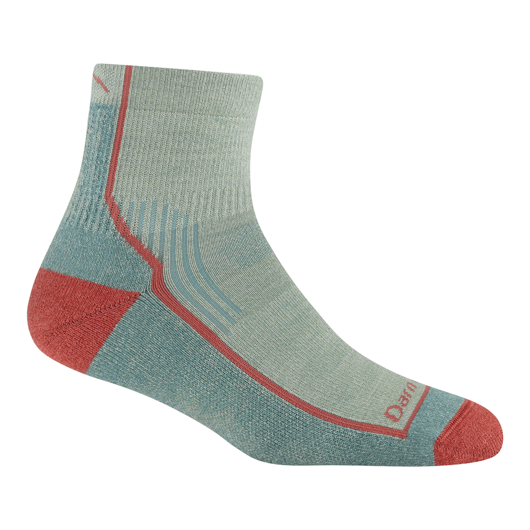 5258 quarter hiker in mint featuring a coral toe/heal light mint top and darker mint bottom