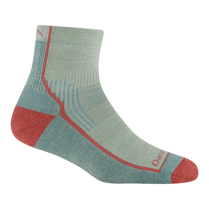 5258 quarter hiker in mint featuring a coral toe/heal light mint top and darker mint bottom