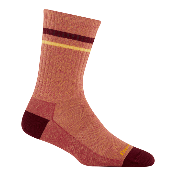 6064 letterman crew in mango featuring a maroon heel/toe a mango body with yellow stripe and logo