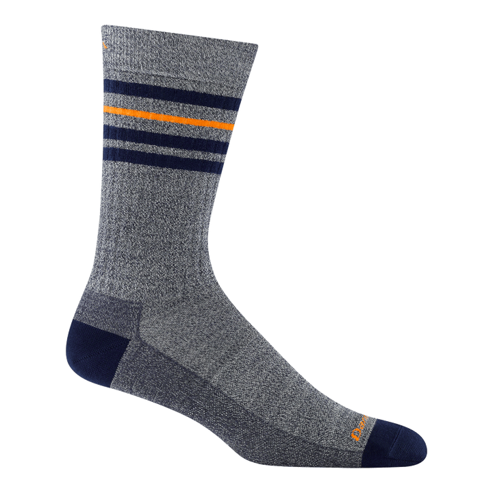 6069 letterman crew in Eclipse featuring navy heel/toe with denim body and orange stripe and logo