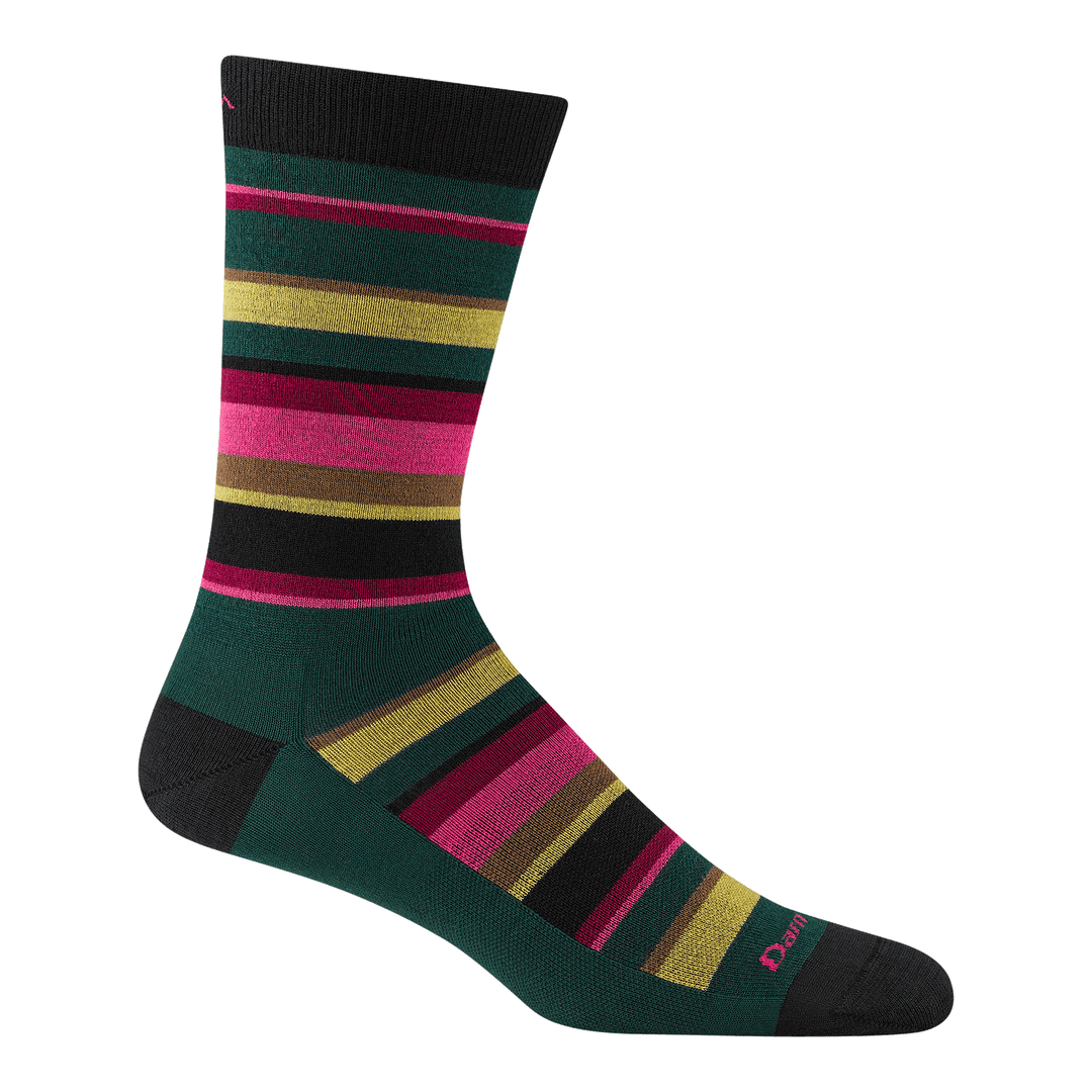 6090 Druid crew Lifestyle in pine featuring green body black toe/heel and pink/yellow/green stripes