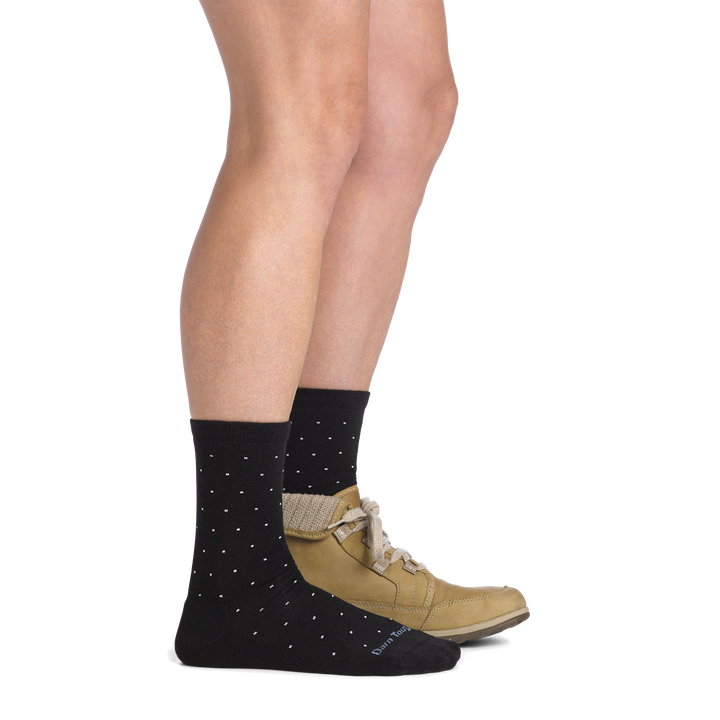 on model image side view back foot in shoe wearing the 6088 shetland crew in charcoal colorway