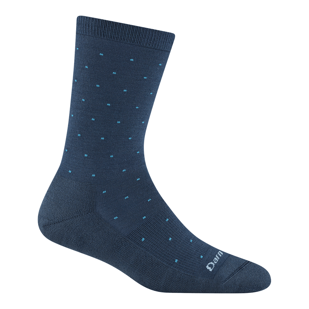 6110 Pin drop crew in midnight featuring a navy body and light blue dots all over body