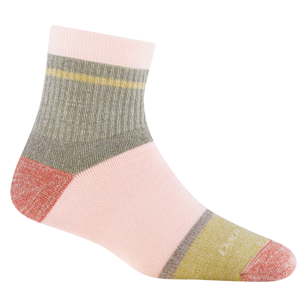 6117 shorty in dusty rose featuring and red heather heel/toe pink body and green ankle