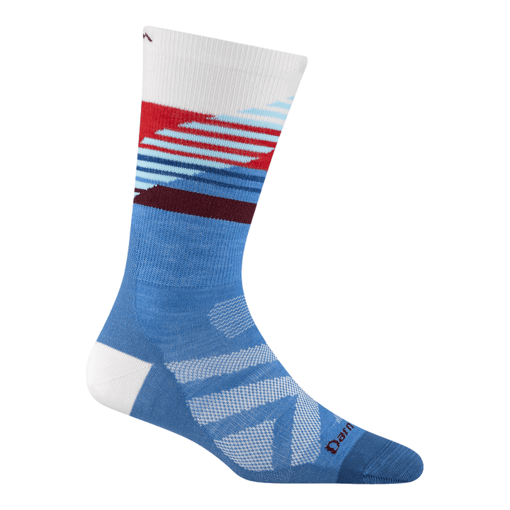 8031 women's lillehammer nordic boot ski sock in stellar with white heel and red, blue, and maroon calf striping