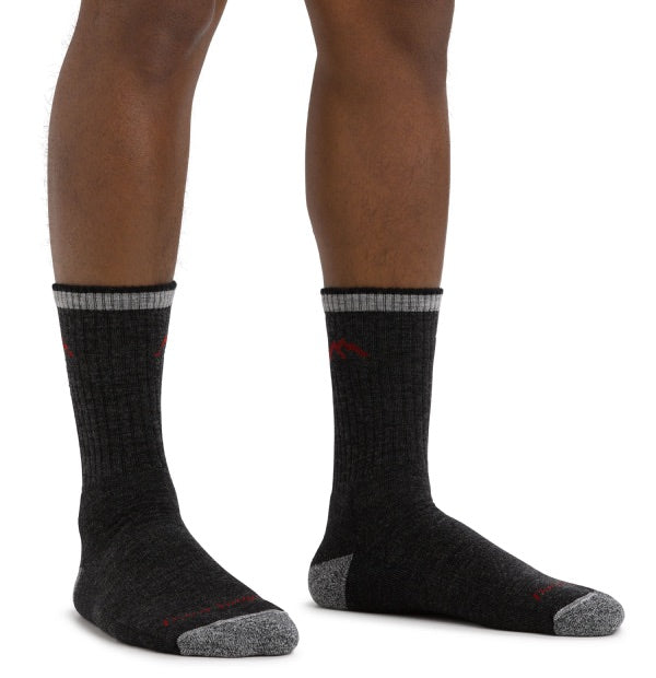 Man wearing darn tough micro crew hiking socks