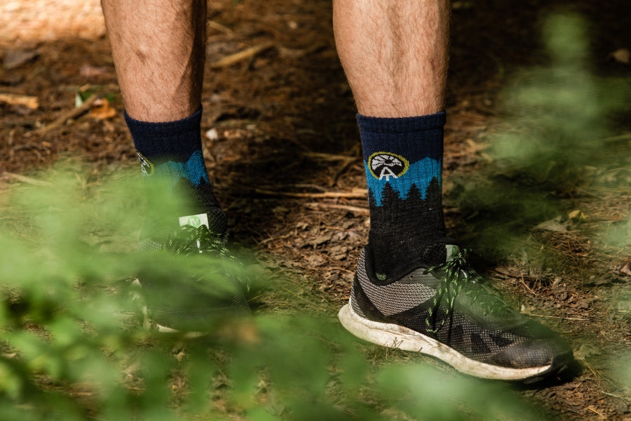 Feet in trail runners and the ATC hiking socks