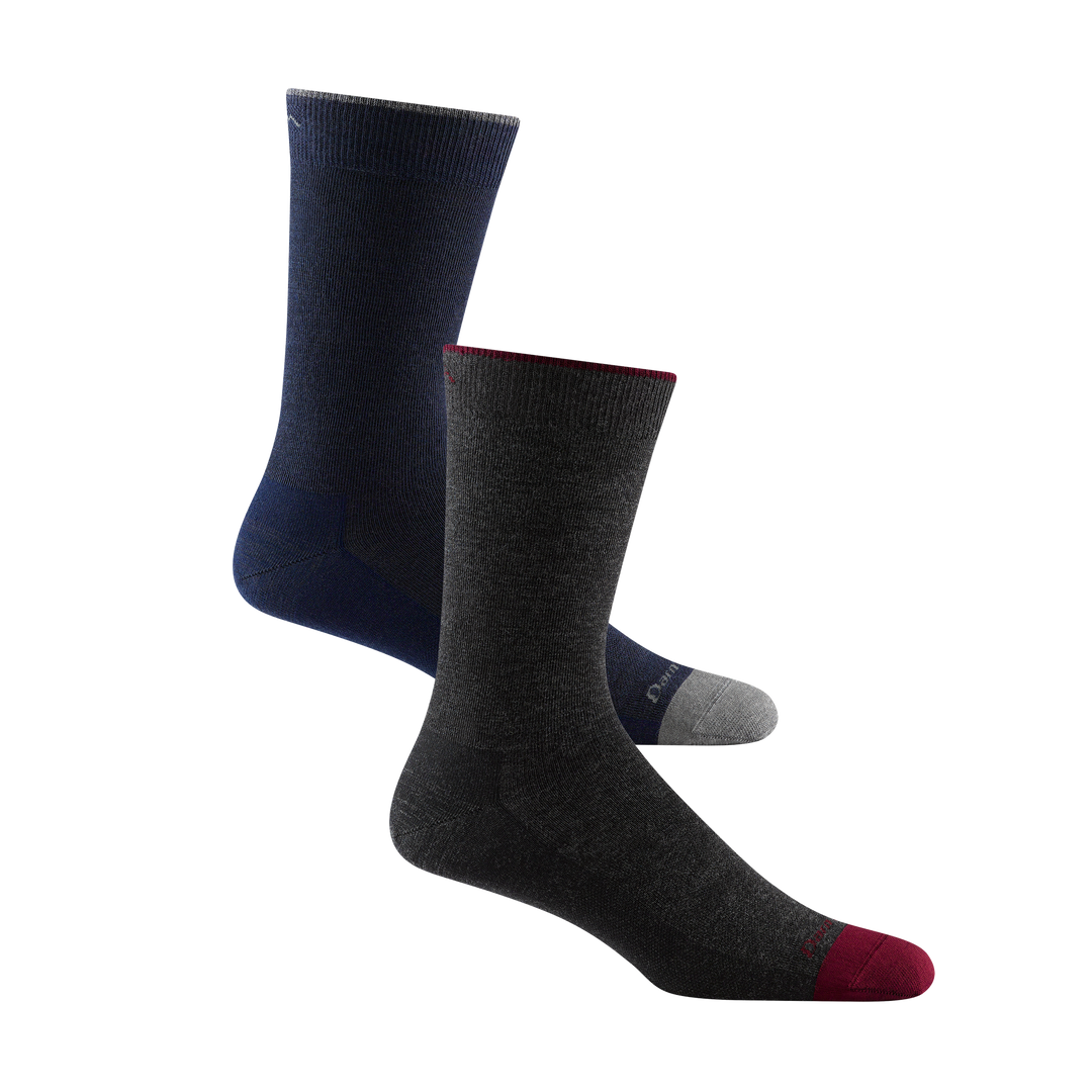 2 pack Men's solid crew in navy and charcoal side by side