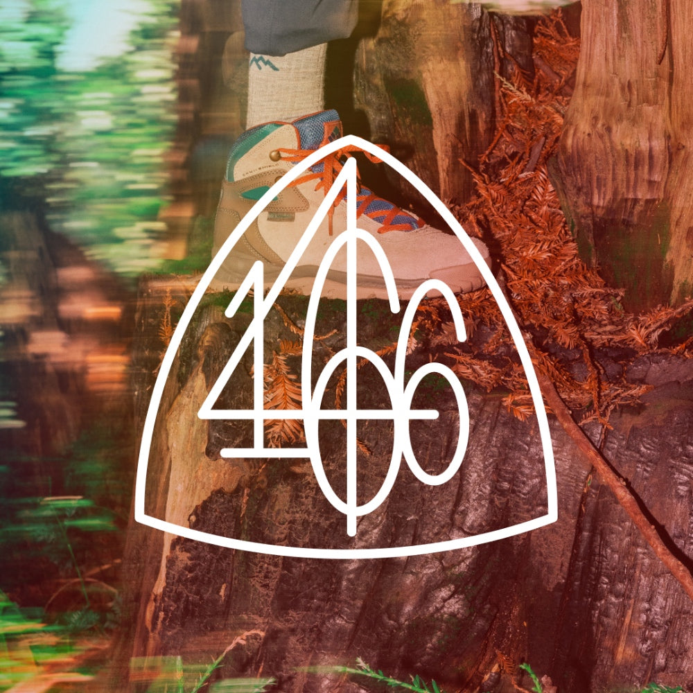 The 1466 Hiker Micro Crew sock with a 1466 Day badge overlaid on it