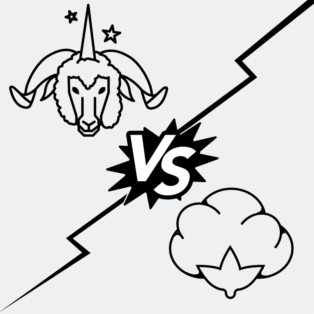 Drawings of a Merino Sheep and a Cotton Bole with a "Versus" in between, like for a showdown
