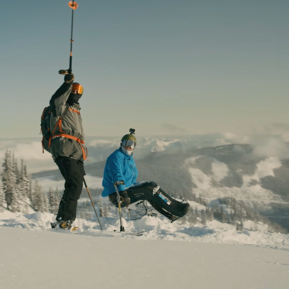 Trevor and a friend getting ready to do some epic sit skiing 