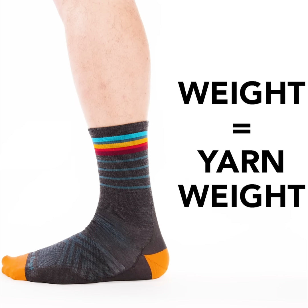 When we say weight, we mean the yarn weight, or thickness