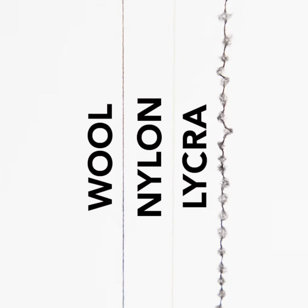 Image showing the three different types of yarn - wool, nylon, and lycra spandex