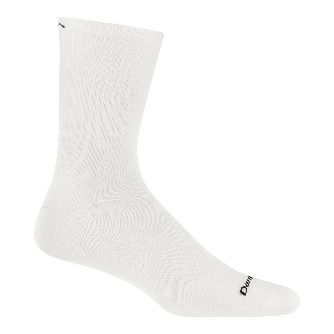 Mens micro crew running sock in white featuring a gray logo on toe