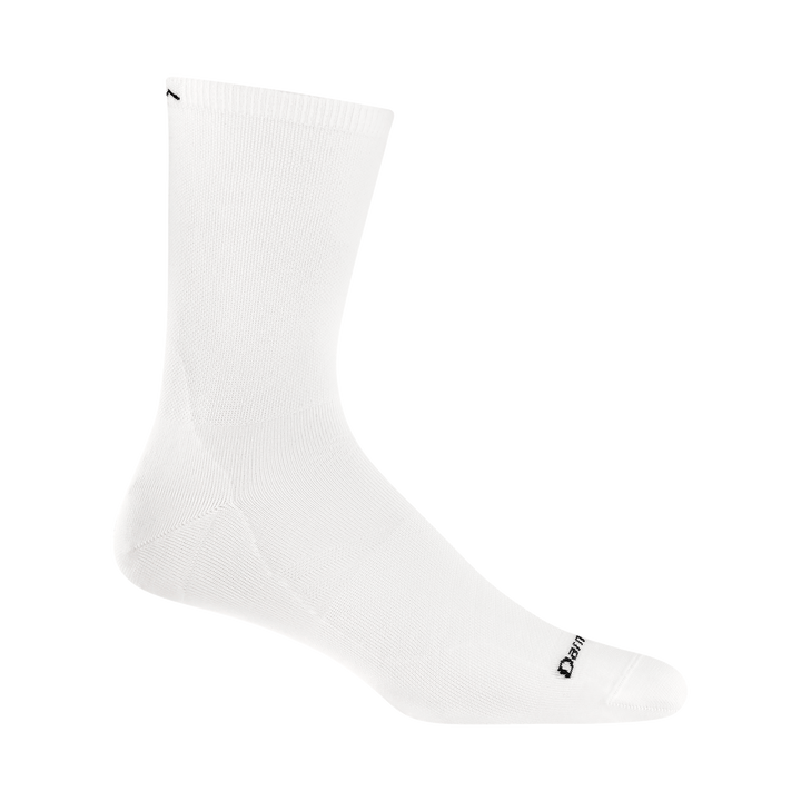 Mens micro crew running sock in white featuring a gray logo on toe