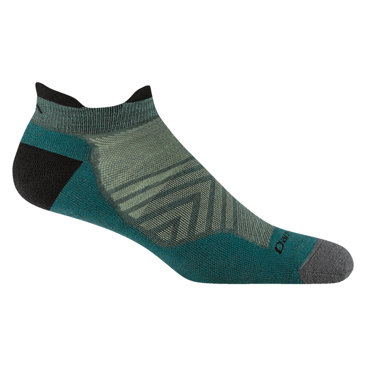 1039 men's no show tab running sock in Teal with gray toe and black heel and tab accents