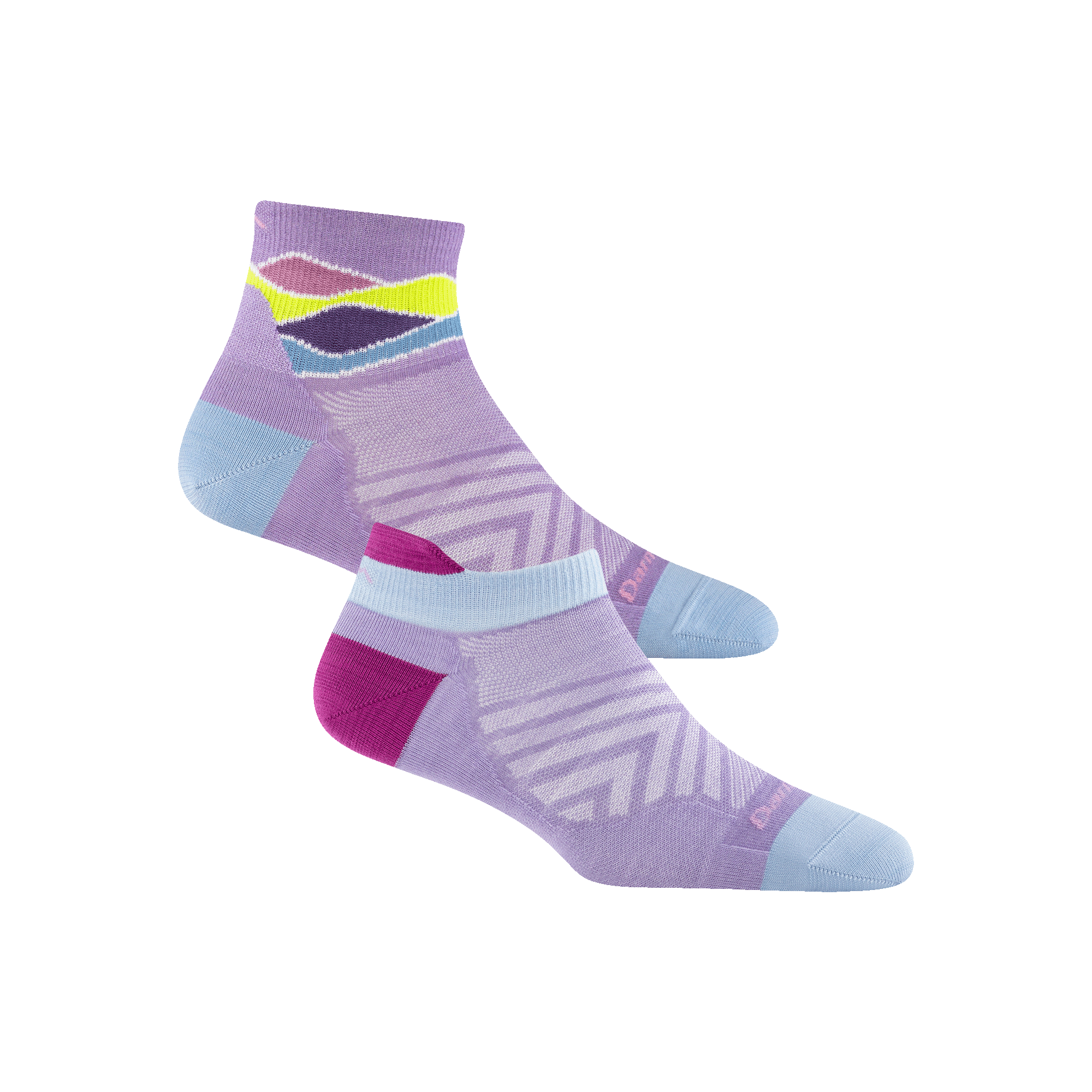 Bundle image of the 1043 No show tab and 1044 Quarter running sock both in Lavender