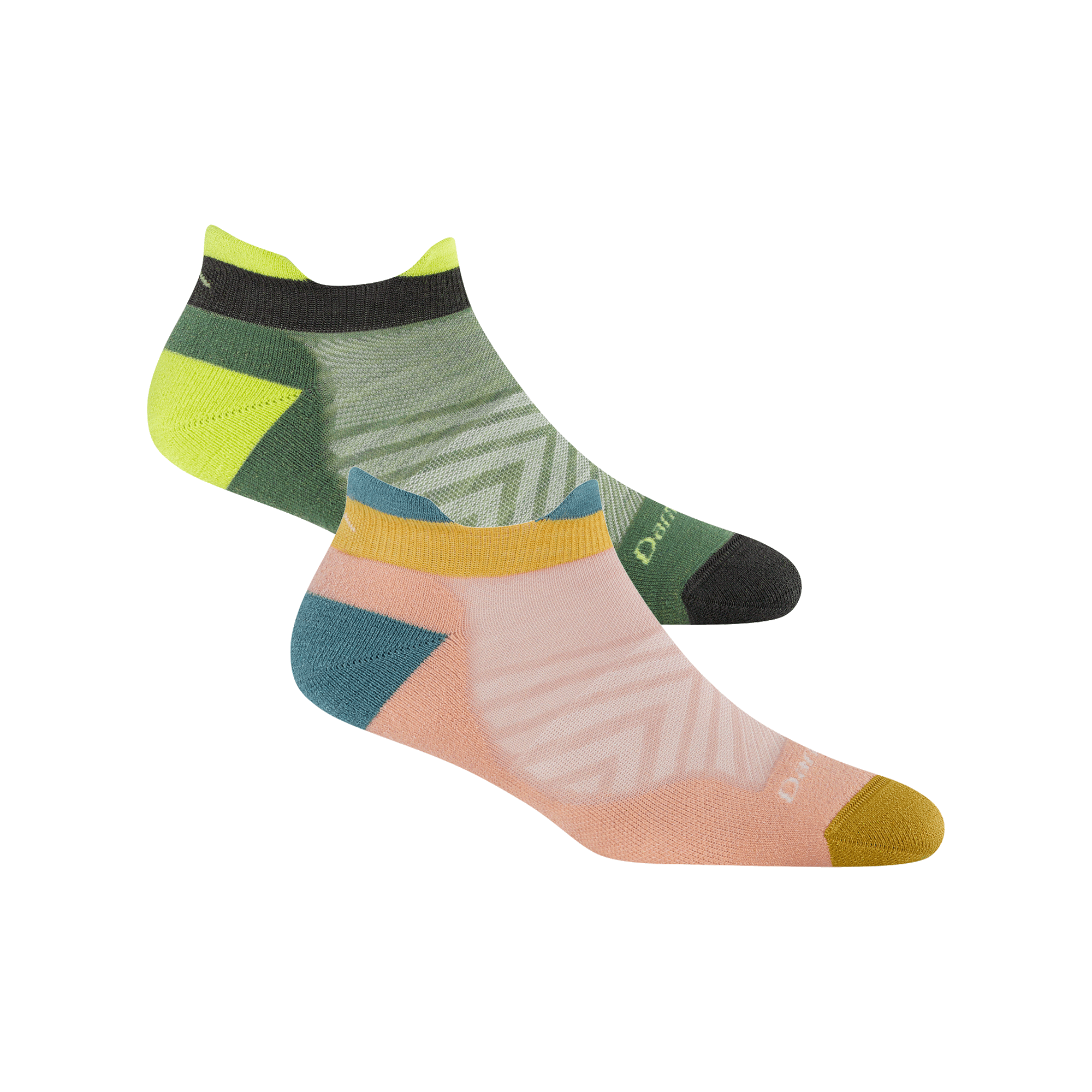 Bundle image of two 1047 No show run socks in Mint and dusty rose
