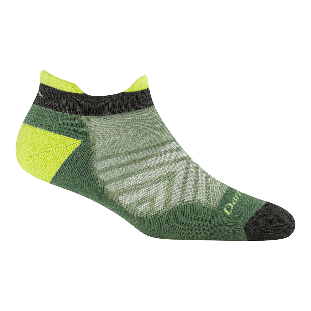 Limited Edition No show run sock 1047 in Mint featuring green body black toe and yellow heel and tab