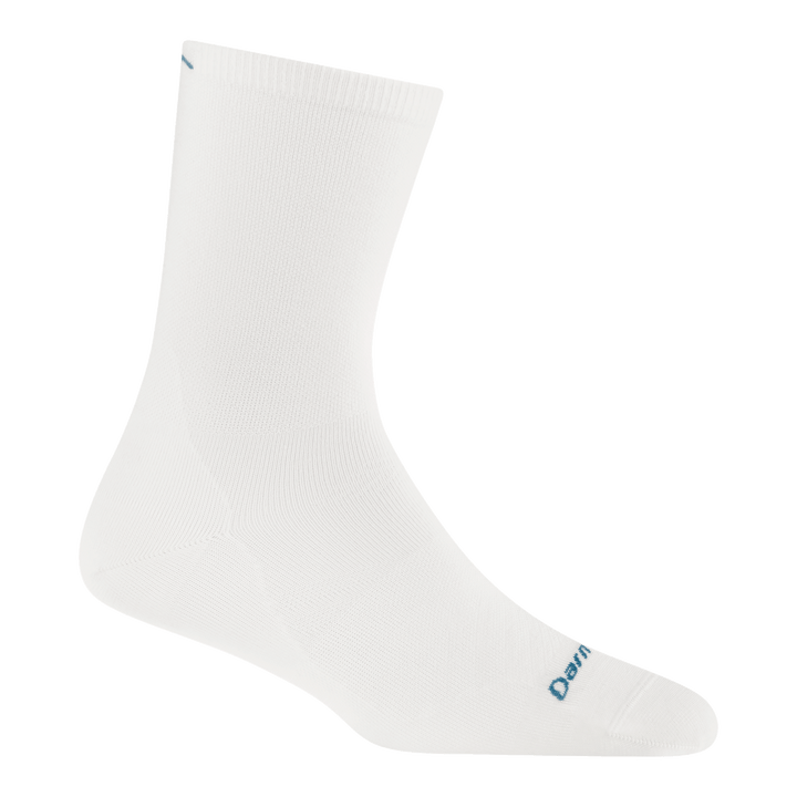 1068 micro crew running sock in white featuring a blue logo on toe/cuff