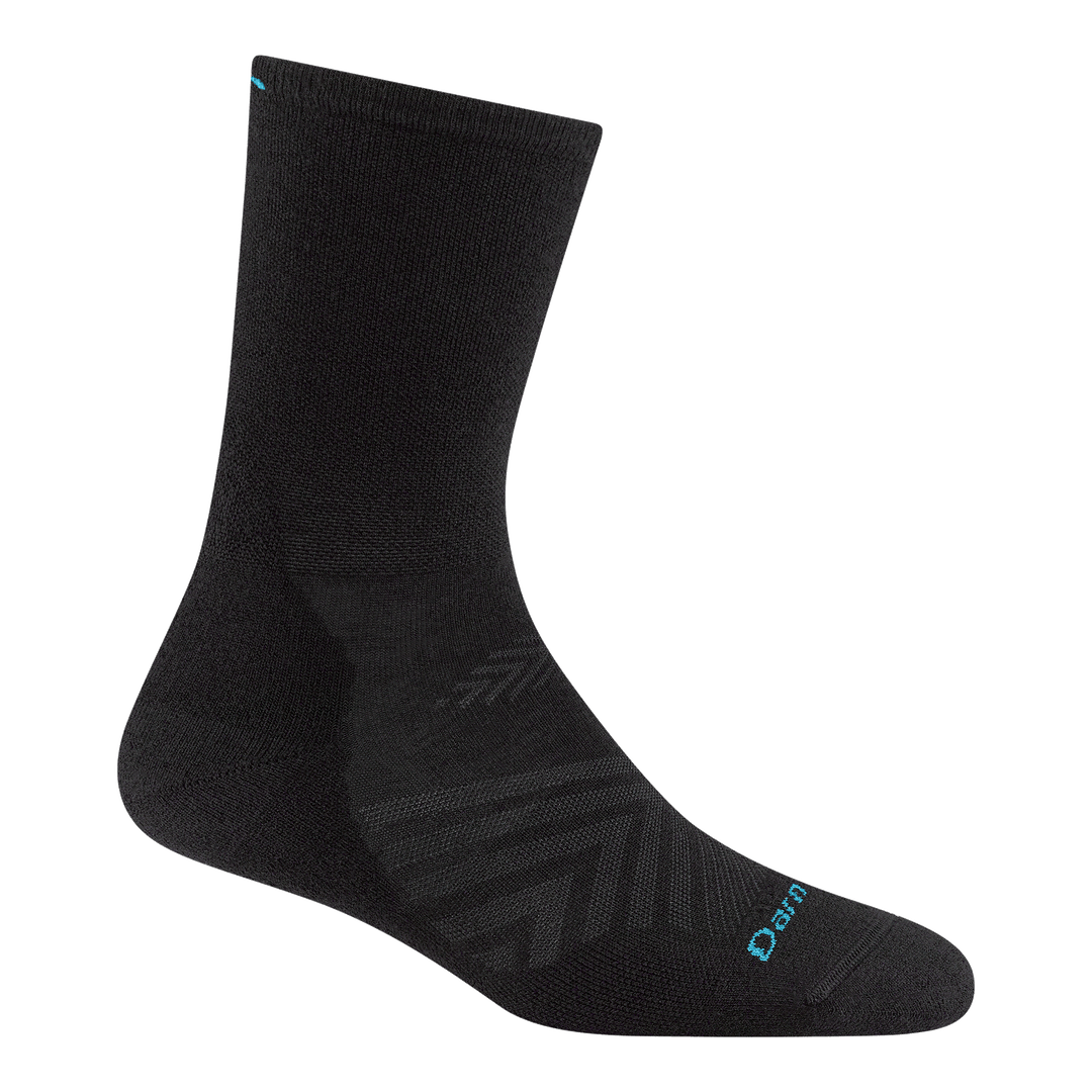 1072 Womens Run Micro Crew Ultra-Lightweight with Cushion in black featuring all black body with blue logo on toe and cuff