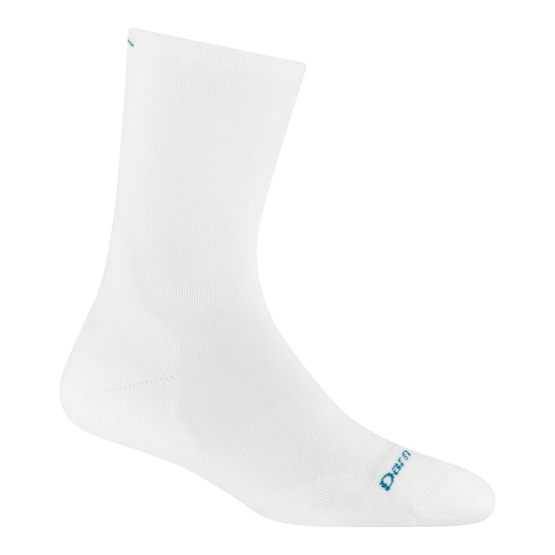 1072 women's Run Micro Crew Ultra-Lightweight with Cushion in white featuring all white body with blue logo on toe and cuff