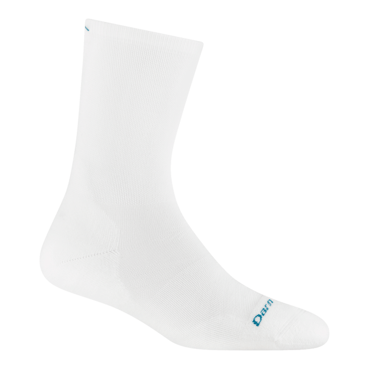 1072 women's Run Micro Crew Ultra-Lightweight with Cushion in white featuring all white body with blue logo on toe and cuff