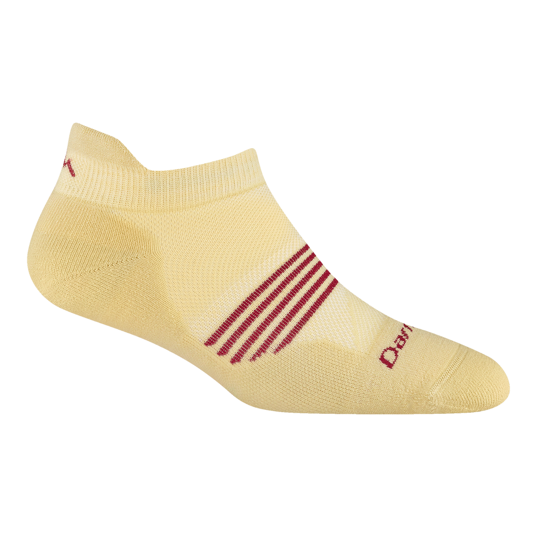 1112 women's element no show running sock in Morning sun with red forefoot striping