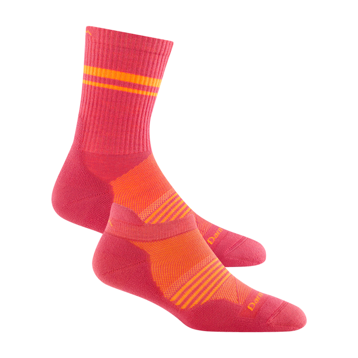 Bundle shot of 1114 Women's Element Quarter running sock in Raspberry colorway and 1112 Women's Element No Show running sock in Raspberry colorway