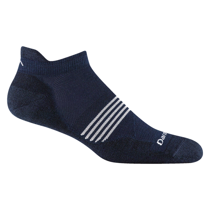 1116 men's element no show running sock in Eclipse with white forefoot striping