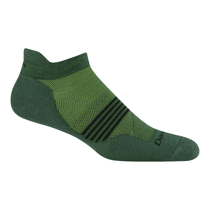 1116 men's element no show running sock in Moss with black forefoot striping