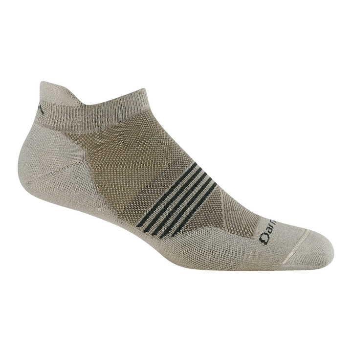 1116 women's element no show running sock in Oatmeal with black forefoot striping