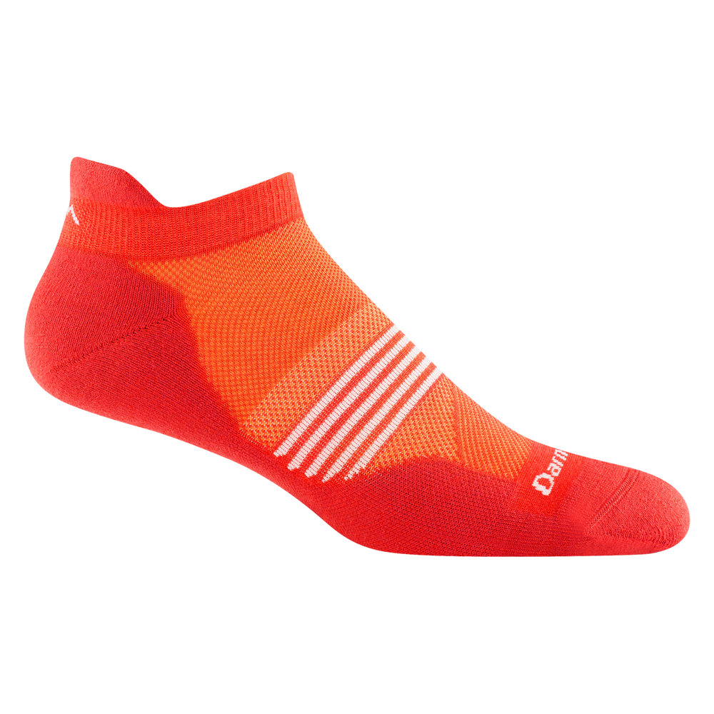 1116 men's element no-show tab running sock in tiger with white horizontal forefoot striping