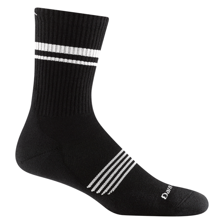 1118 men's element micro crew running sock in color black with white forefoot and calf striping and darn tough signature1118 men's element micro crew running sock in color black with white forefoot and calf striping and darn tough signature
