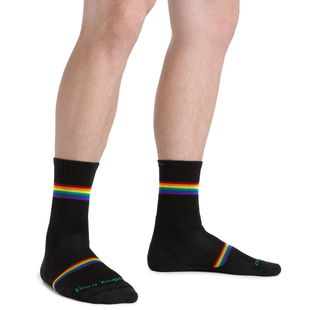 Image on model Women's Prism Micro Crew Lightweight Athletic Socks in Black