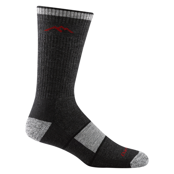 1405 men's hiking boot sock in color black with light gray toe/heel accents and forefoot color block