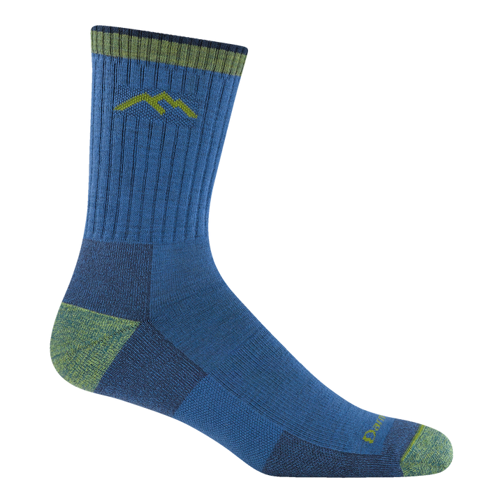 1466 men's hiker micro crew hiking sock in Everglade with yellow toe/heel and yellow darn tough mountain logo