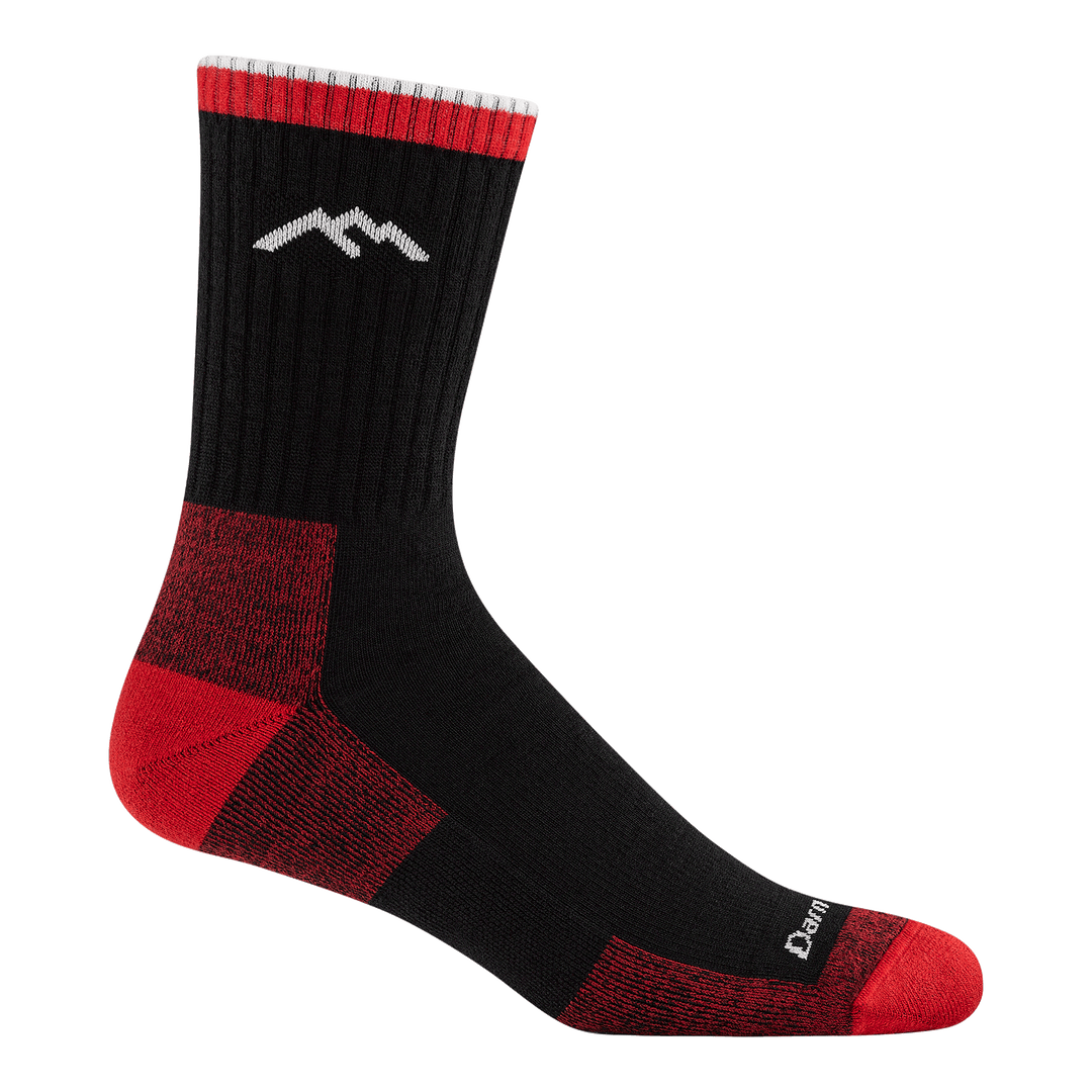 1466 Midweight micro crew hiker in limited edition colorway Magma featuring a Black body red heel/toe heather red under toe/heel and white logo