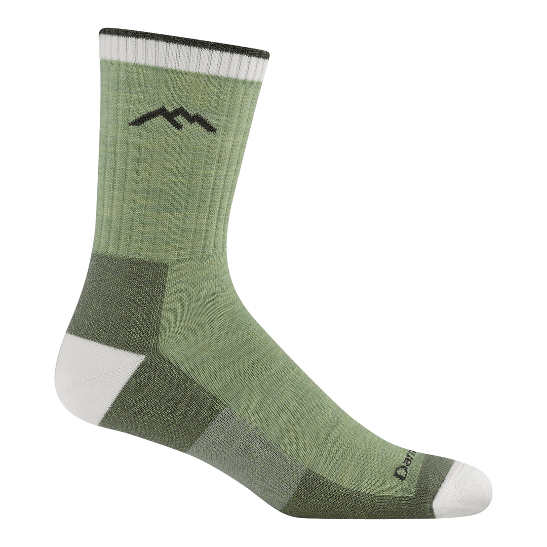 side profile of mens 1466 Hiker Micro Crew Midweight with Cushion in mint with white toe and heel and navy darn tough text over toe